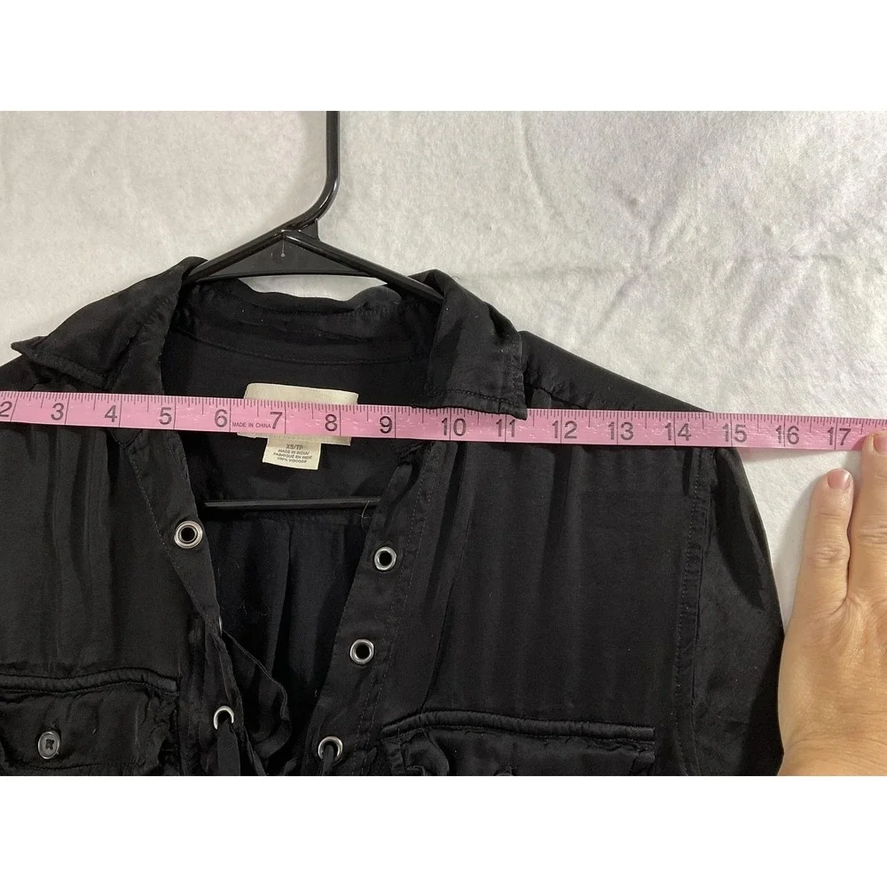 Denim & Supply Ralph‎ Lauren Shirt Dress Womens XS Black Lace Up Utility Safari